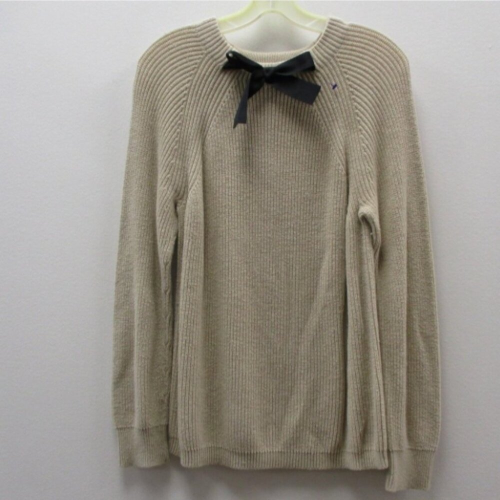 J. CREW MERCANTILE Women's Beige/Black Bow Accent Sweater
